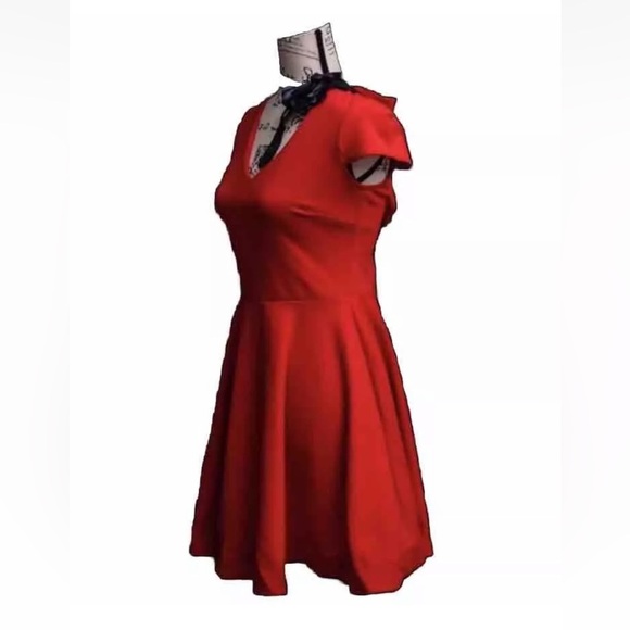 B Darlin Fit and Flare RED Bow Tie back Dress Sweetheart detail very flattering - Picture 8 of 13